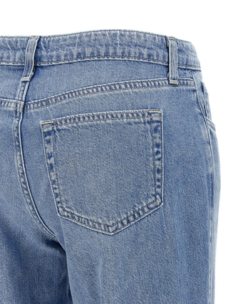 Jeans de pierna recta de algodón azul
