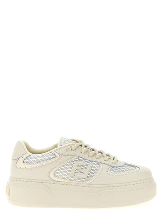 Beige Calfskin Platform Sneakers
