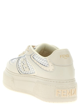 Beige Calfskin Platform Sneakers