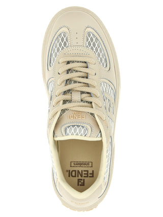 Beige Calfskin Platform Sneakers