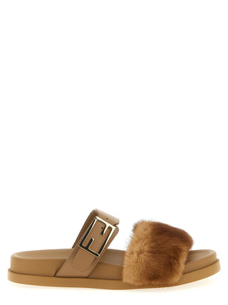 Brown Leather Slides