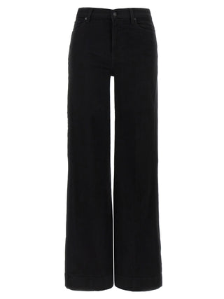 Black Cotton Flared Jeans