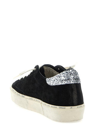 Black Leather Low Top Sneakers