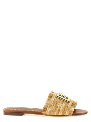 Sandalias planas marrones de rafia