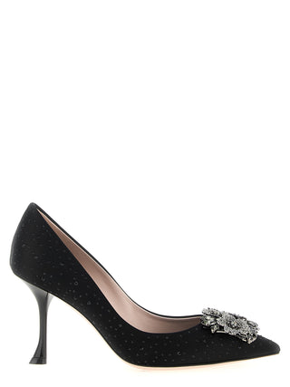 Black Viscose High Heel Pumps