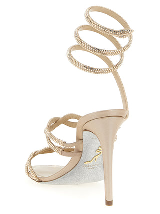 Beige Satin Stiletto Heel Sandals