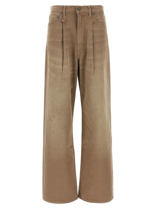 Brown Cotton High-Waisted Jean