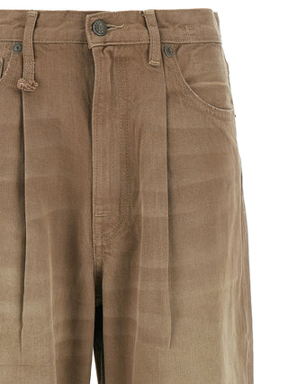 Brown Cotton High-Waisted Jean