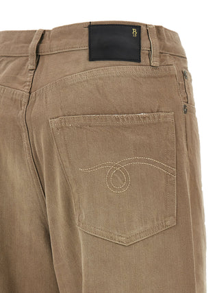Brown Cotton High-Waisted Jean