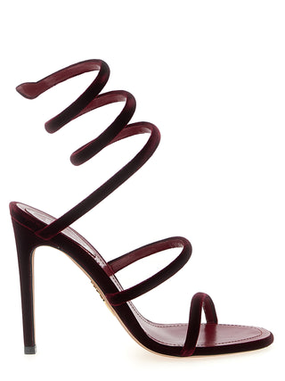 Sandalias de tacón stiletto de tela burdeos