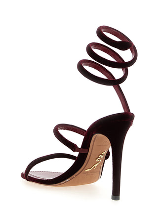 Bordeaux Textile Stiletto Heel Sandals