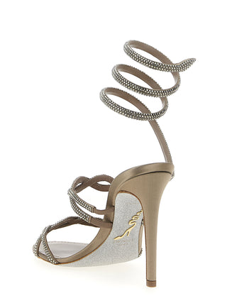 Gray Satin Stiletto Heel Sandals
