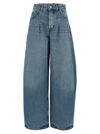 Jeans de mezclilla de algodón azul de cintura alta