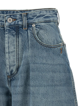 Blue Cotton High-Waisted Jean