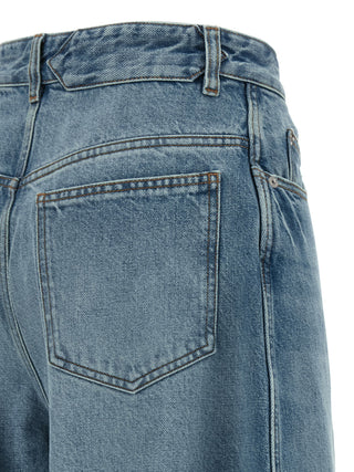 Blue Cotton High-Waisted Jean