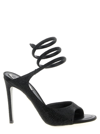 Sandalias de tacón stiletto de satén negro