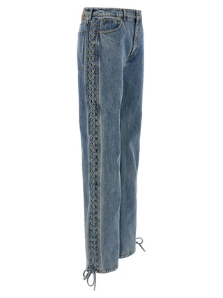 Jeans de pierna recta de algodón azul