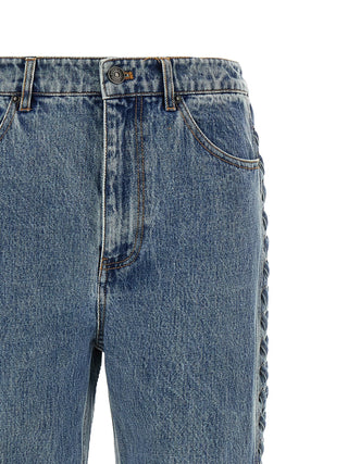 Jeans de pierna recta de algodón azul