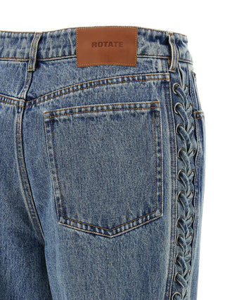 Jeans de pierna recta de algodón azul
