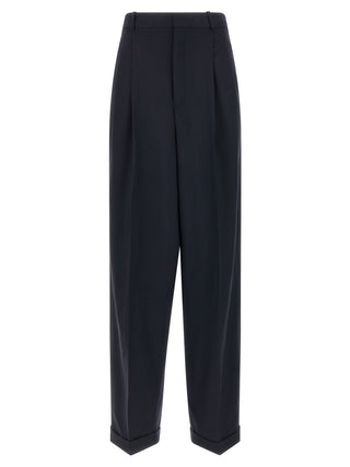 Blue Wool Casual Pants