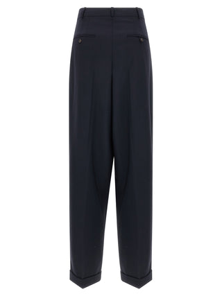 Blue Wool Casual Pants