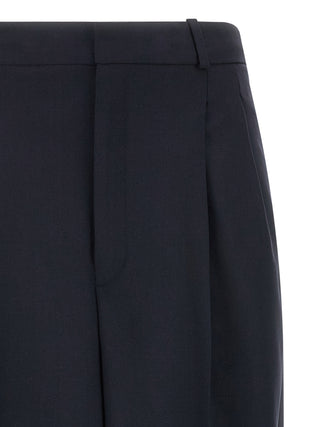 Blue Wool Casual Pants