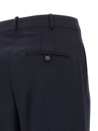 Blue Wool Casual Pants