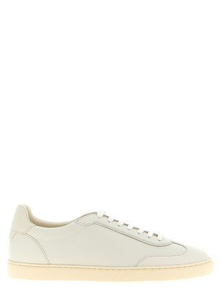 White Goatskin Low Top Sneakers