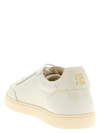 White Goatskin Low Top Sneakers