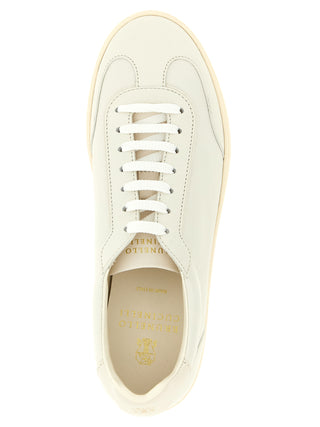 White Goatskin Low Top Sneakers