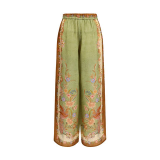 Multicolor Silk Casual Pants