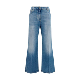 Jeans de pierna recta de algodón azul