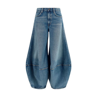 Jeans de algodón azul de corte relajado  