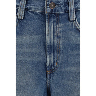 Jeans de algodón azul de corte relajado  