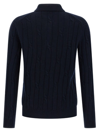 Blue Virgin Wool Polo Shirt