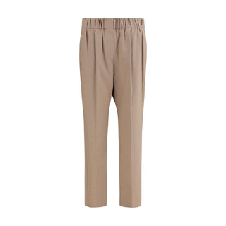 Beige Cotton Casual Pants