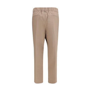 Beige Cotton Casual Pants