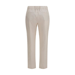 Beige Cotton Casual Pants