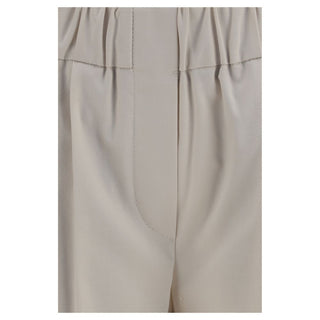 Beige Cotton Casual Pants