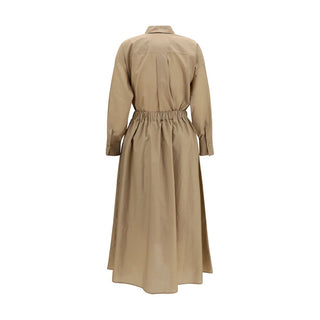 Beige Cotton Casual Dress