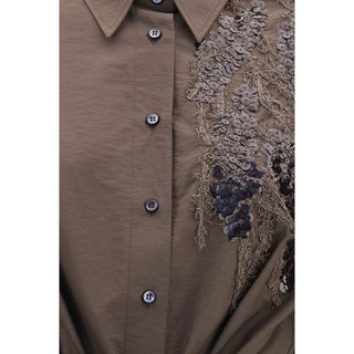 Brown Cotton Casual Dress