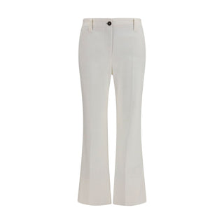 White Cotton Flared Pants