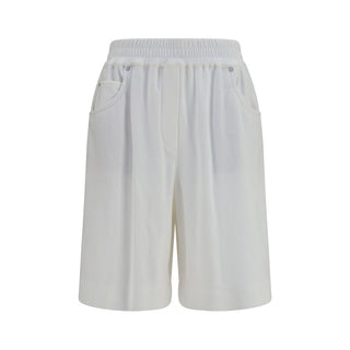 White Cotton Bermuda Shorts