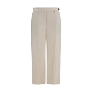 Beige Viscose Casual Pants