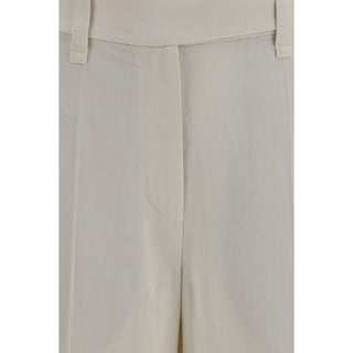 Beige Viscose Casual Pants