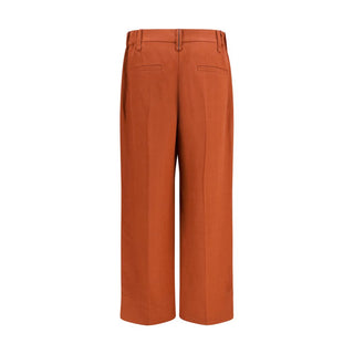 Brown Viscose Casual Pants