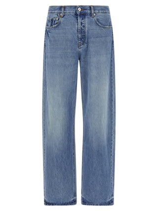 Jeans de pierna recta de algodón azul