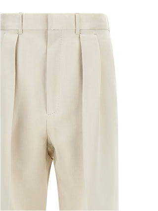 Pantalones casuales de algodón beige  