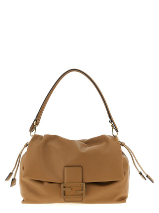 Beige Lamb Leather Shoulder Bag