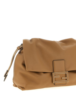 Beige Lamb Leather Shoulder Bag